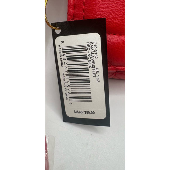 Bebe Red Quilted Wristlet Wallet gold hardware tri fold snap closure - Picture 4 of 9